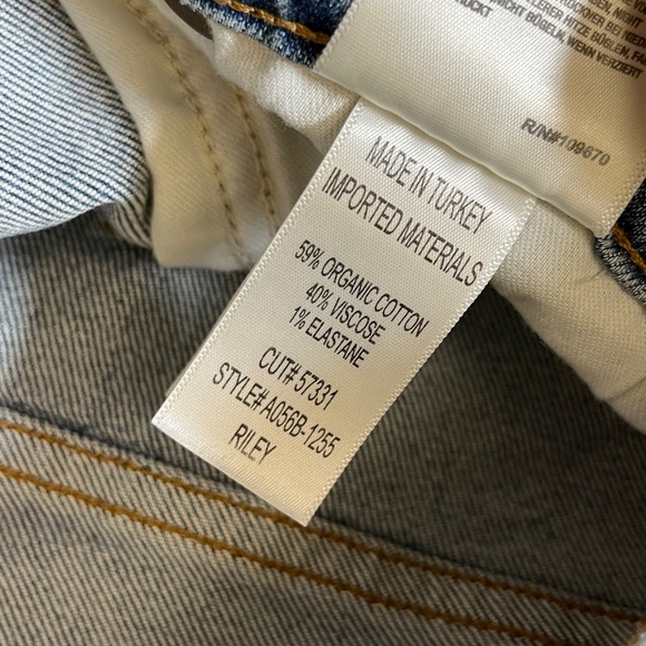 Agolde Riley Distressed Straight Button Fly Jeans - Women's Size 26 - Blue - Picture 5 of 9